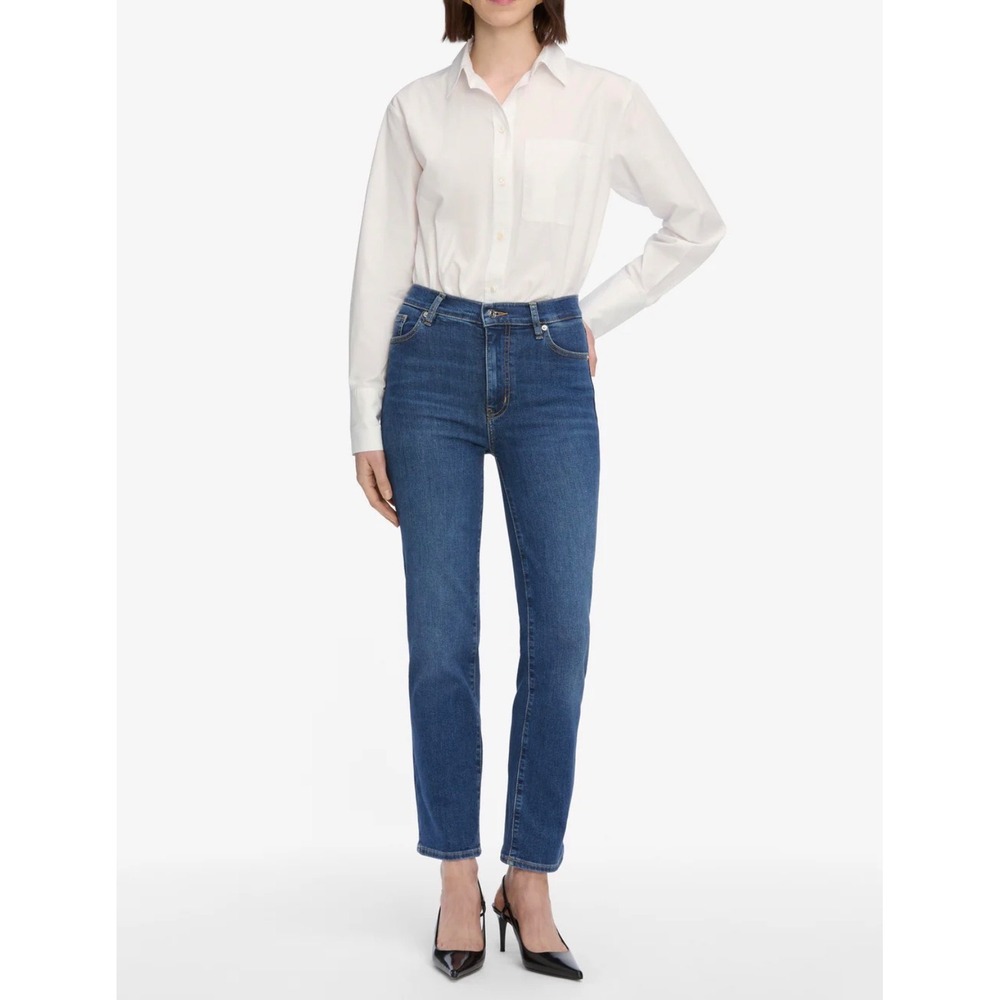 Frame Le Sleek Straight Jeans Womens 32 Blue Medium Wash High Rise Denim